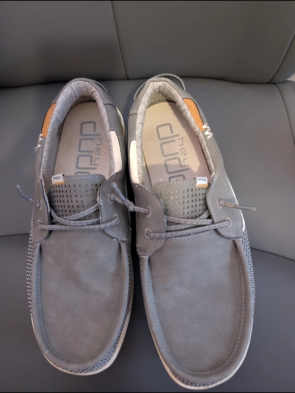 Men's Hey Dude Welsh Grey Casual Slip In Boat Shoes, Size 11, Gently Used